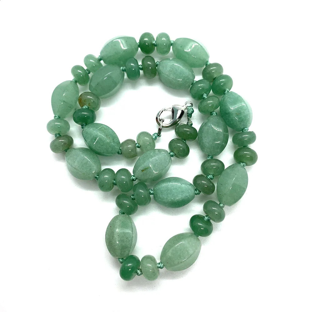 Exquisite natural stone oval agate bead necklace 10x14mm Abakas bead redstone green Aventurine womens jewelry accessories 241017