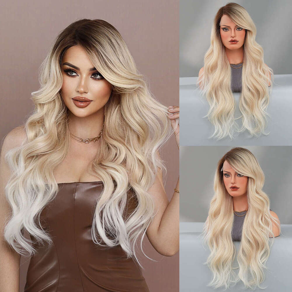 Small T Synthetic Lace Grey And White Wave Wig, Full Head Cover T-Part Lace Wig