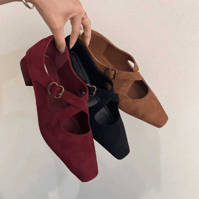 Leopard Women Chunky Shoes Pointed Toe Velvet Shallow Button Shoes Designer Womens Trend Casual New MUJI Comfortable Ballet Dance Shoes Y241017