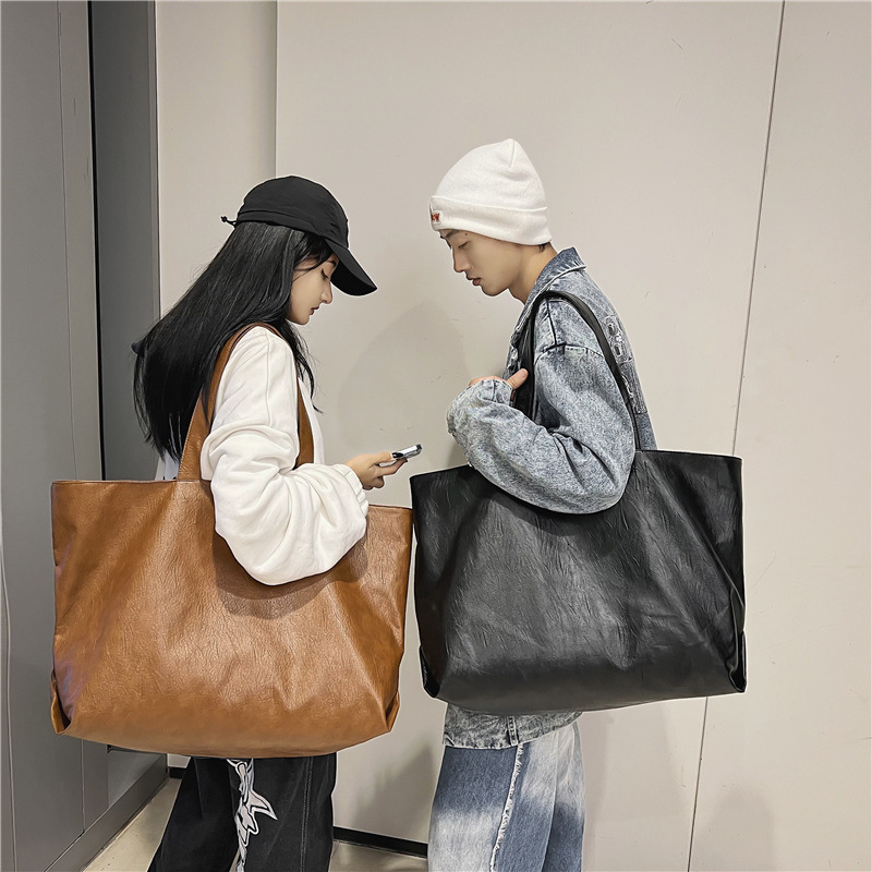 Extra Big Capacity Leather Tote Brown Black Commutting Large For Fashion Women Bag Brand Ladies Hand Bags