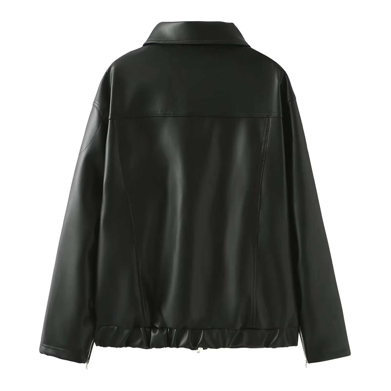 Pink Bow Motorcycle Jacket Women's Coat With Zipper Outwear Black Pur Leather Inszartrafs Chaquetas De Cuero Para Mujer