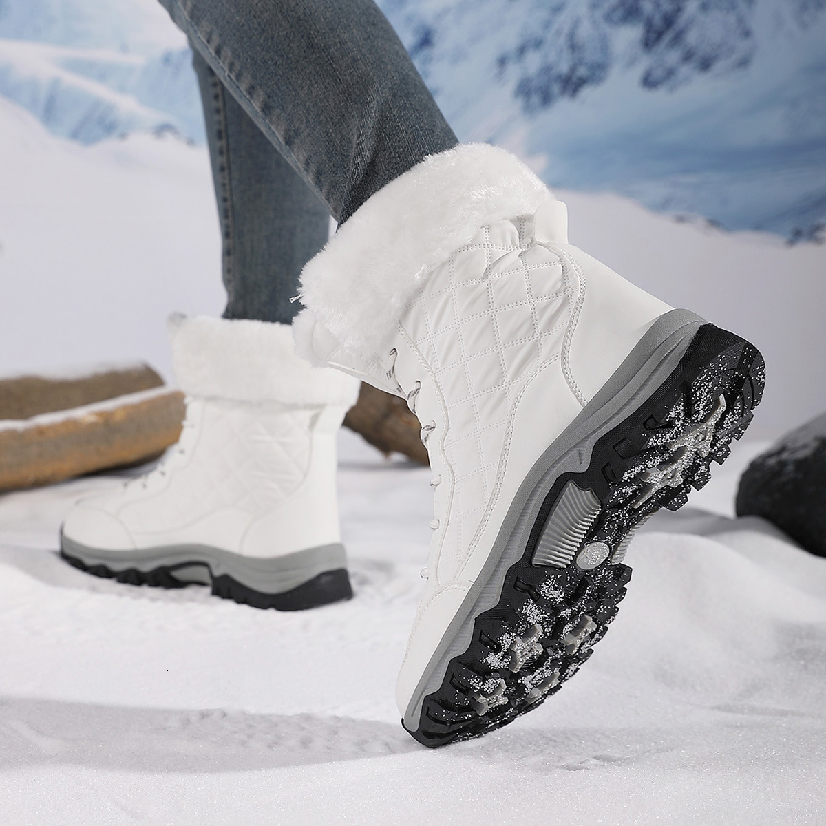 tourism sports Northeast plus size snow outdoor travel high top cotton shoes women's midsole boots winter