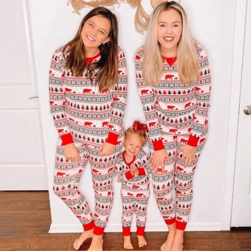 New Years clothing 2025 Christmas family sleepwear set casual soft sleepwear parents and children matching clothing 2-piece set family set Pjs W241015