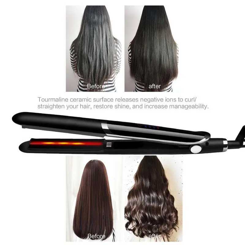 Infrared 2 In 1 Flat Iron Hair Straightener Professional Fast Heating Ceramic Coating Curler Styling Tools Hair Flat IronXJ241016