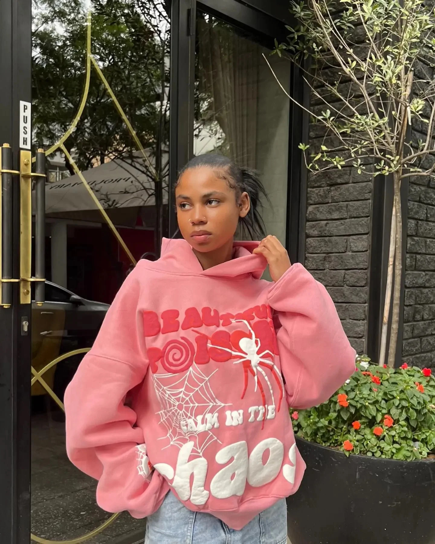 Women Y2K Hoodies Harajuku Letter Print Loose Sweatshirt Trousers Hip Hop Punk Long Sleeve Pocket Men Sweatpant Streetwear Tops 241017
