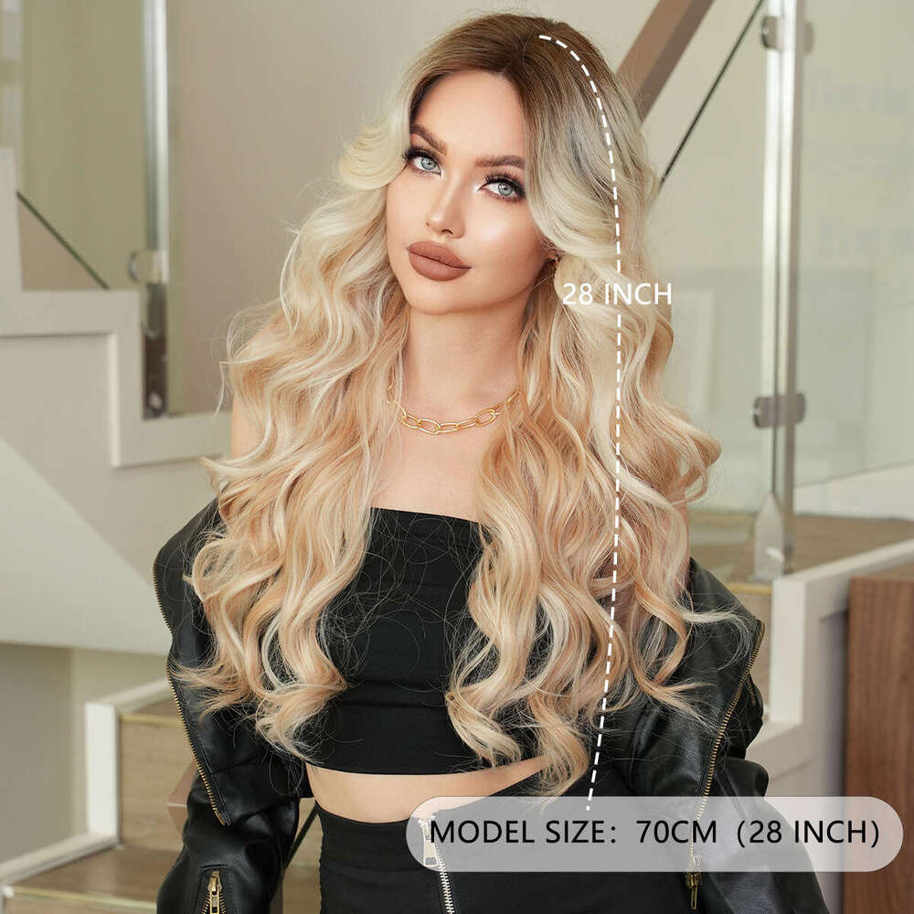 Female Wave Small T Forehead Wig White Gold Pick Color Synthetic Mechanism Headset Lace Front Wigs