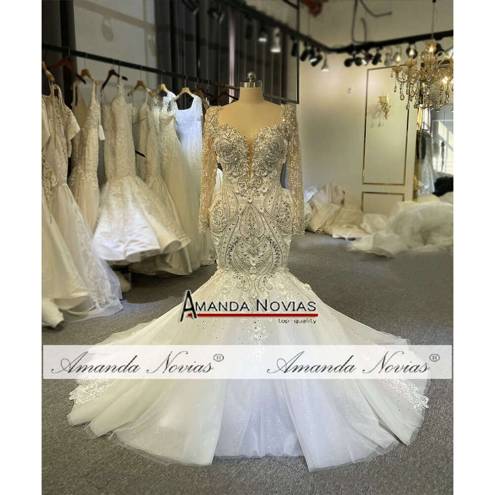 Long Sleeves Lace Mermaid Wedding Gown