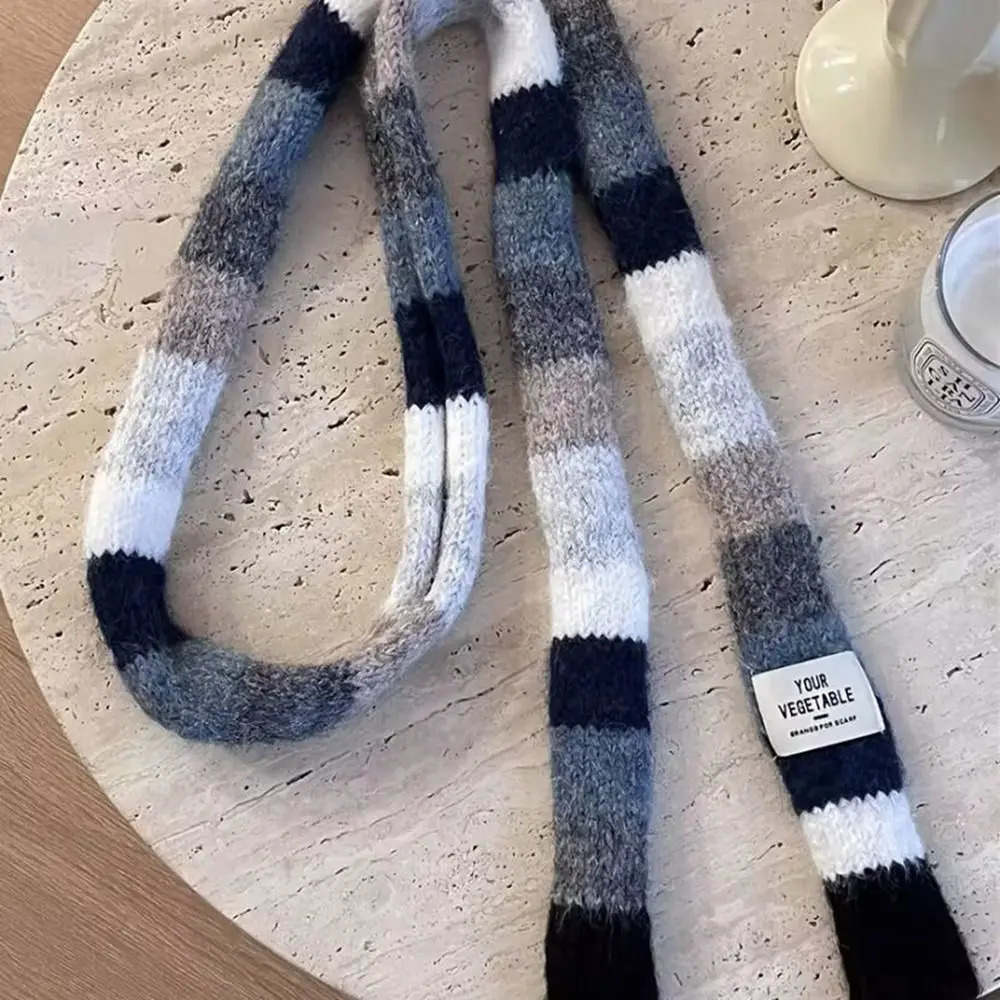 Harajuku style Y2K striped scarf paired with clothing accessories rainbow long narrow scarf Korean style 241017