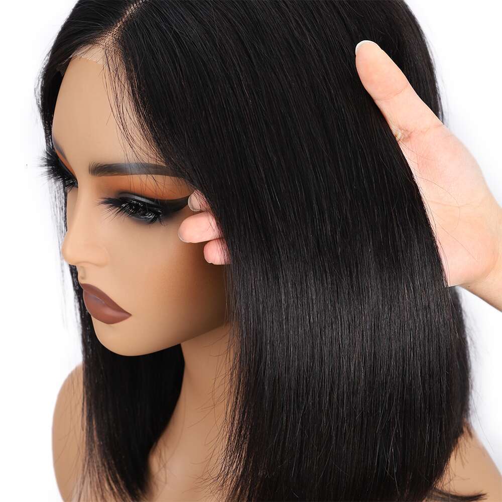 Wear And Go Glueless Bob Straight Pre Cut Human Hair Upgraded No Glue Lace Front Wigs For Women