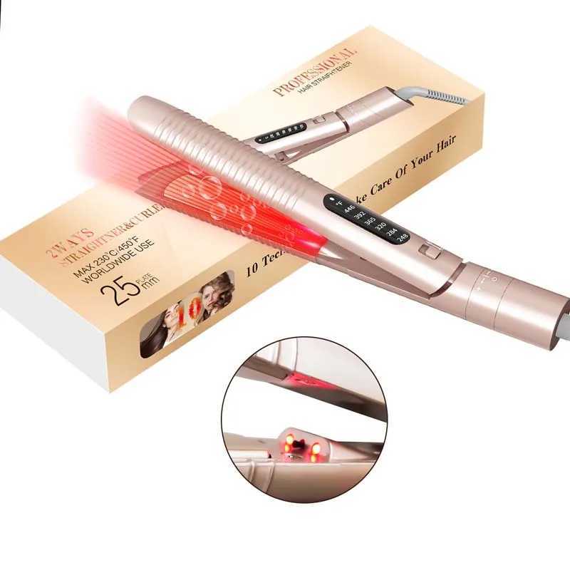 2 In 1 Fast High Temperature Portable Professional Infrared Anion Hair Straightener Ceramic Splint ToolsXJ241016