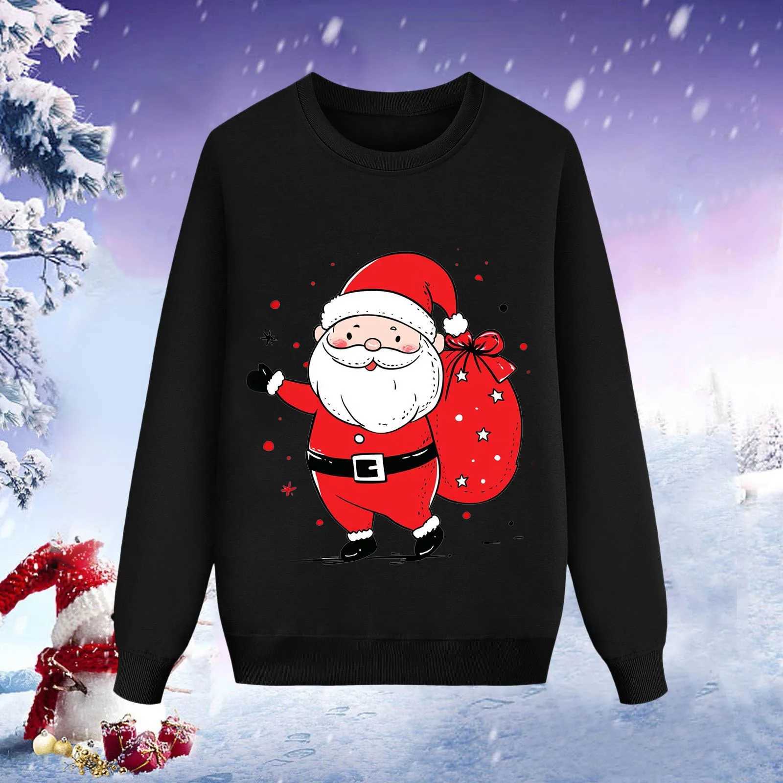 Santa Claus Family Matching Sportswear Santa Claus Printing Childrens Mom and Me Clothing Father Mother Childrens Family Clothing Sudaderas Navidad W2