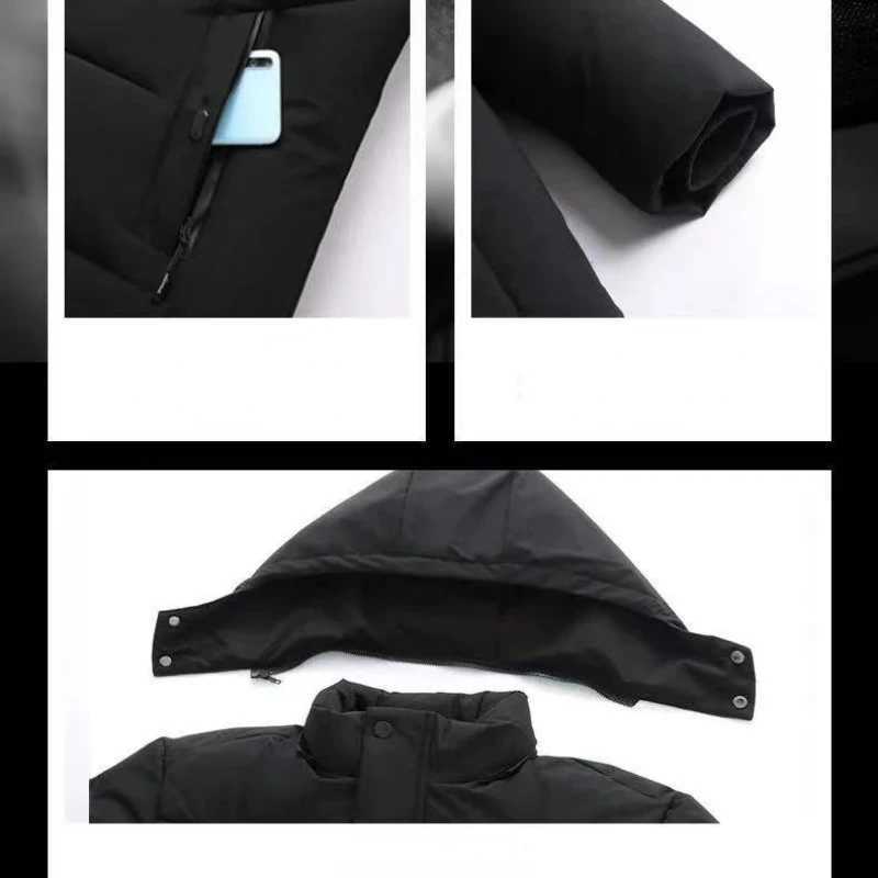 Winter mens jacket wool thick warm Parkas waterproof hooded jacket windproof jacket zipper pocket Parka fluffy jacket X241017