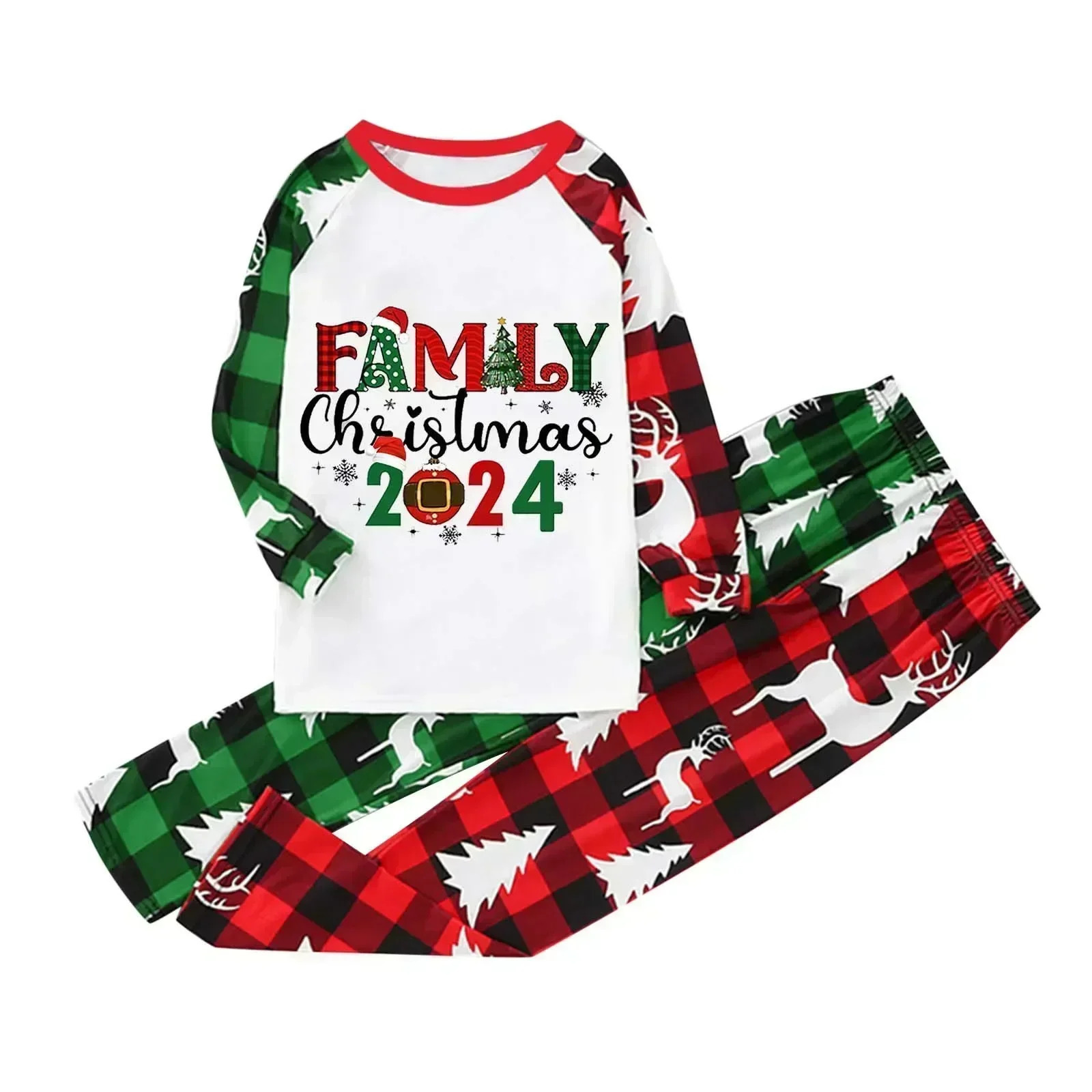 Christmas Matching Family Outfits Patchwork All Over Print Pajamas Set Mom Dad Kids Sleepwear Baby Romper Xmas Look Pyjamas 241017