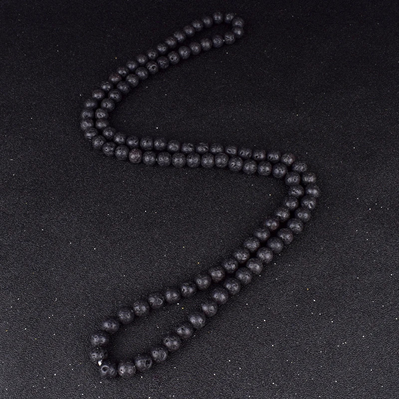 Fashionable volcanic lava bead necklace for men meditation yoga natural stone necklace for women n handmade jewelry 241017