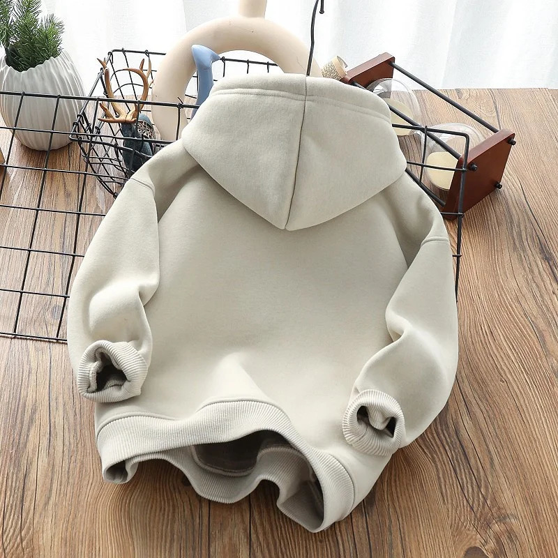 Winter Boys Hooded Sweatshirt Children Warm Thicken Hoodies Kids Daily Casual Plus Velvet Coat Teens Fashion Clothing 241017
