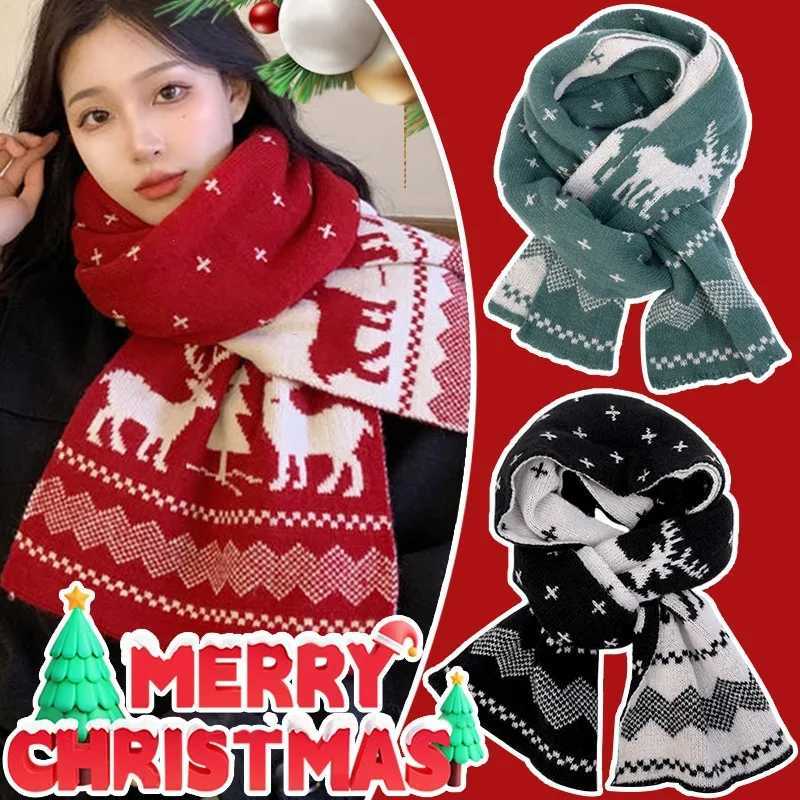 Christmas Big Deer Scarf Autumn Cold Large Area Warm Knitted Collar Holiday Cute Couple Elk Collar Warm X241017