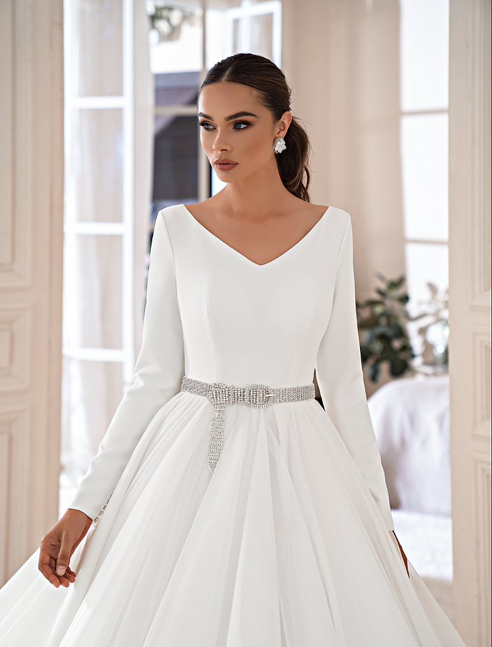 Vintage Scoop Neck Long Sleeve A-Line Wedding Dresses 2024 Graceful Ruffles Organza Court Train Princess Wedding Gown Vestidos De Noiva