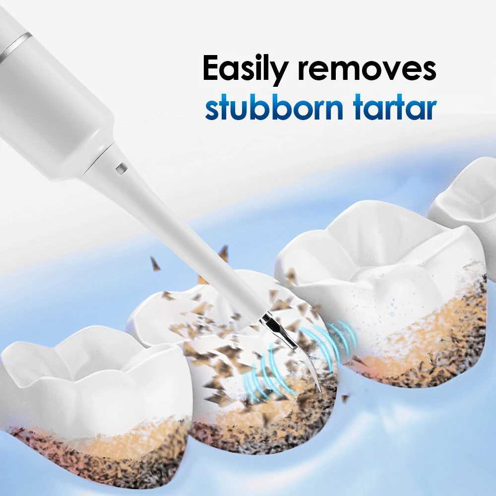 New Arrival Electric teeth cleaner sonic vibration dental dial calculus Tatar teeth removal whitening tool 6 toothbrush heads G241017