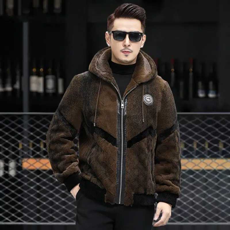New autumn and winter collection Real fur coat imitating raccoon fur mens coat long hat big fur coat mens jacket Z85 W241017