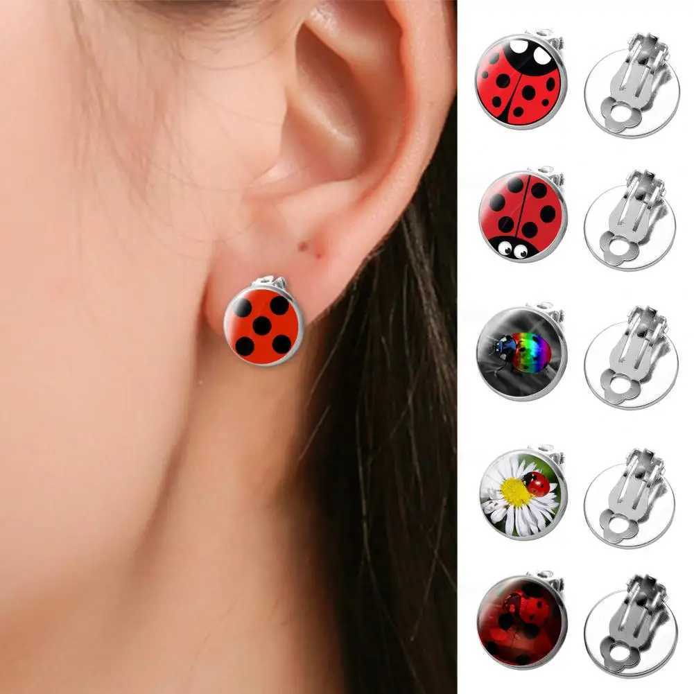1 pair of fashionable womens clip earrings fully matched anime jewelry lightweight womens role-playing animal polka dot party earrings W241017