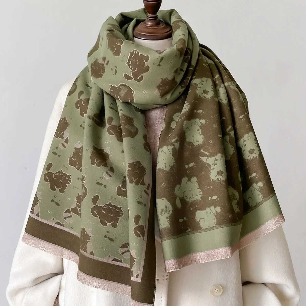 Printed winter scarves warm cashmere Pashmina shawls and wraps womens thick blankets Fem Bufanda Echape unprinted products X241017