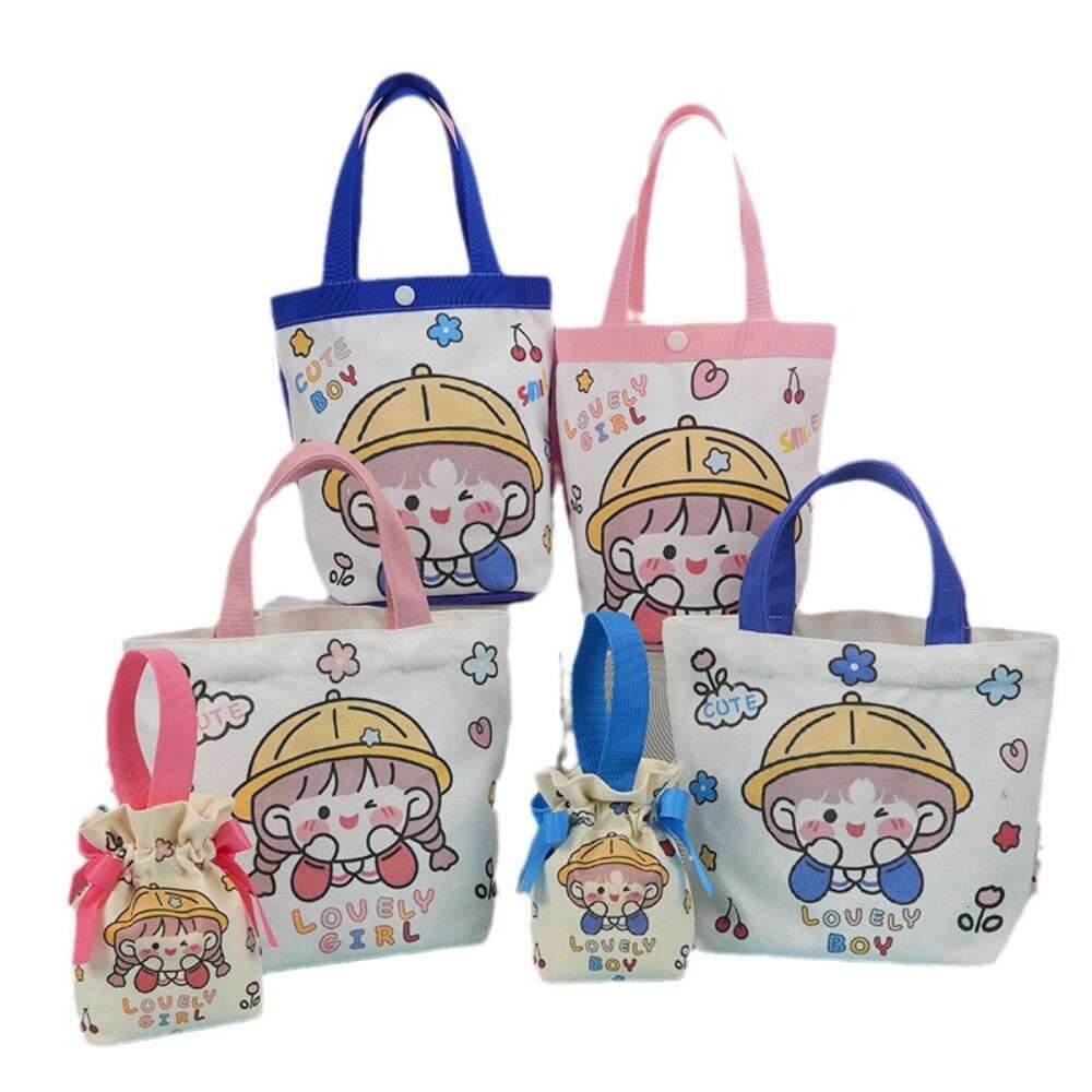 Canvas Candy Small Handheld Large Capacity Tote Minimalist Solid Color Shopper Bag Purse Girls