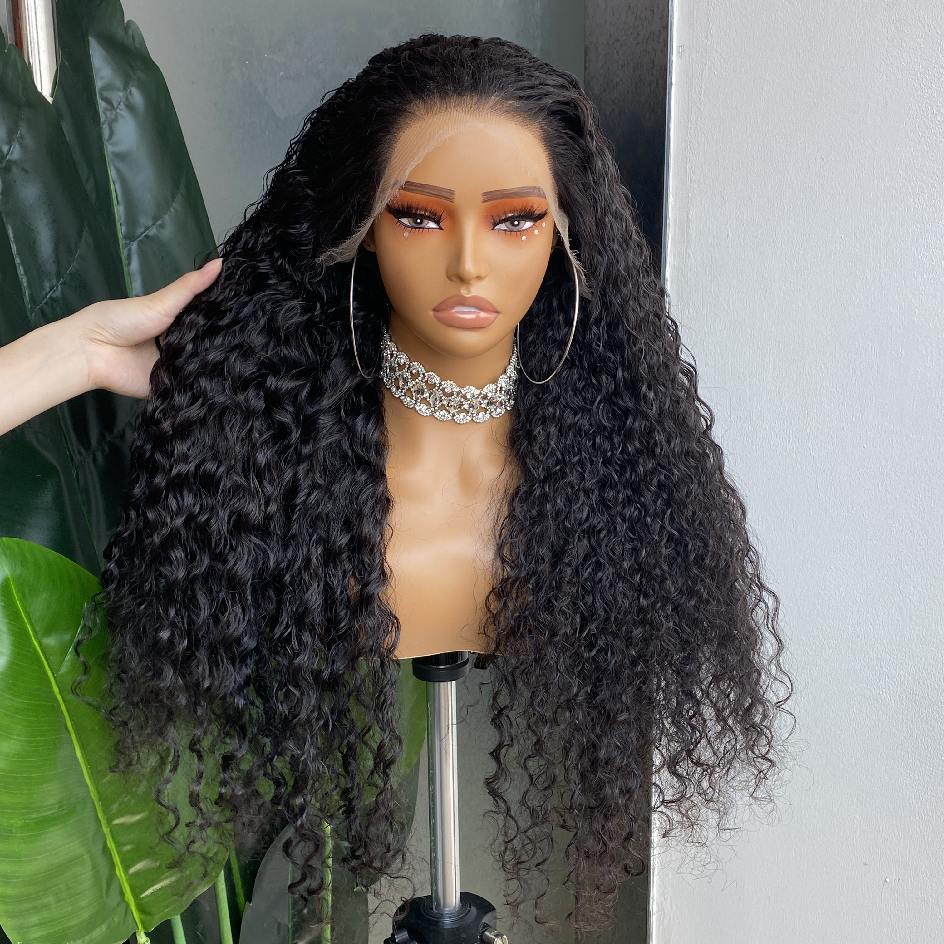 Top Quality 100% Raw Remy Human Hair 180% Density Deep wave 13x4 HD Transaprent Lace Frontal Wig 26 Inch Brazilian Indian Hair