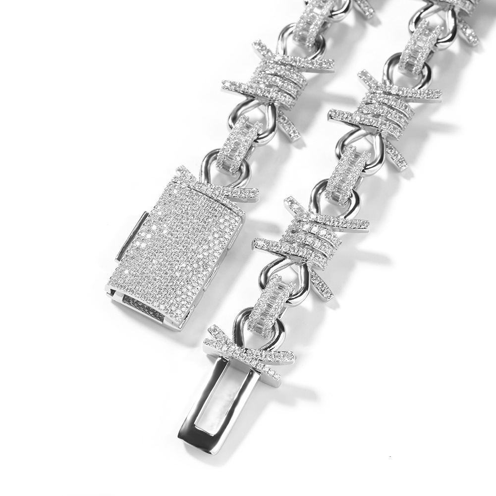 Hip Hop Personalized Creative Wire Knot Rhorn New In Necklace Mens 18k Gold Cubic Zirconia Punk Rock Grunge Style Big Heavy Iron Chain Prong Diamonds 