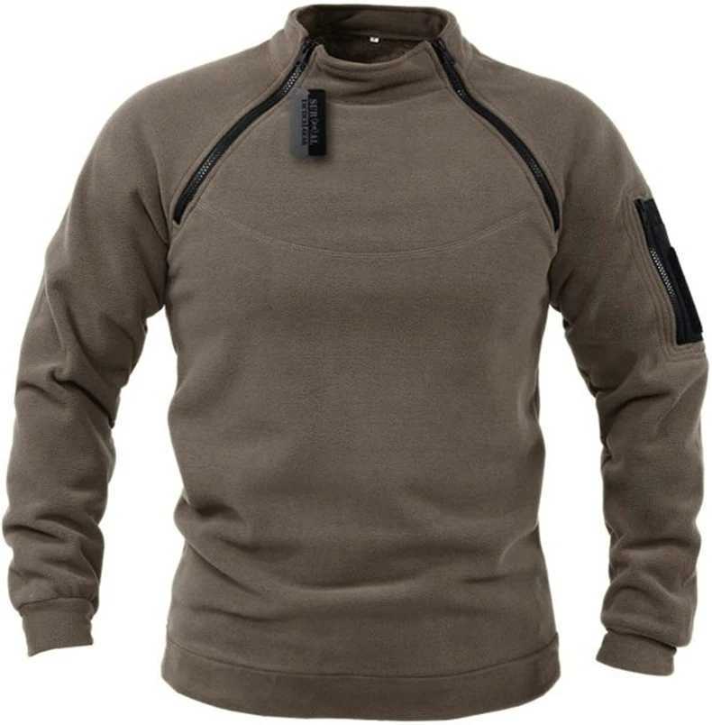 Winter Mens Military Sweatshirt Fleece Zipper Pullover Fashion Mens Solid Color Loose Lamb Thick Jacket Men Clothing StreetwearXJ241017