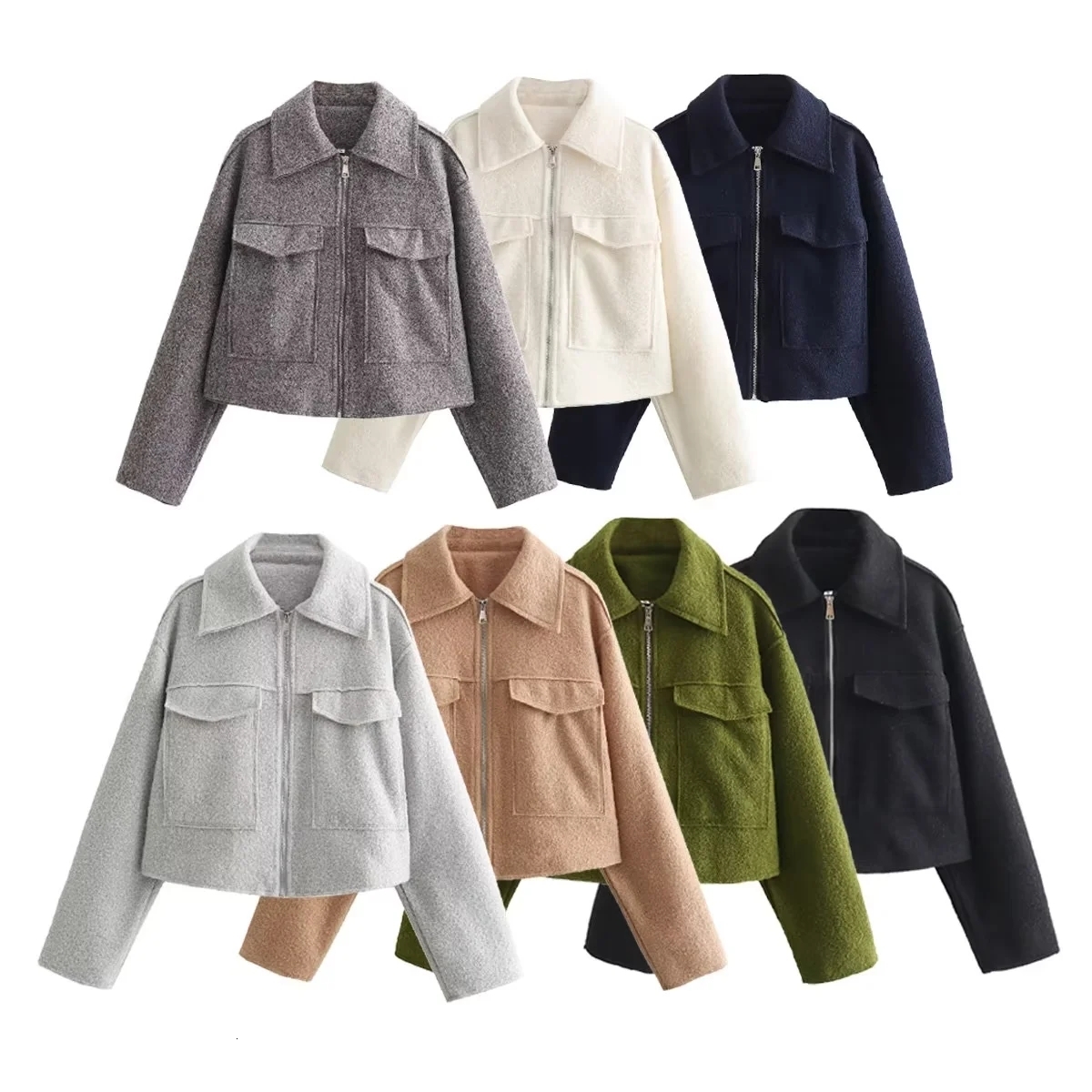Women's Jackets Bombers Gray Outwear Armygreen Chaquetas Femme Solid Khaki Long Sleeve Tops Ins 2024 Woman Jacket Coat Top