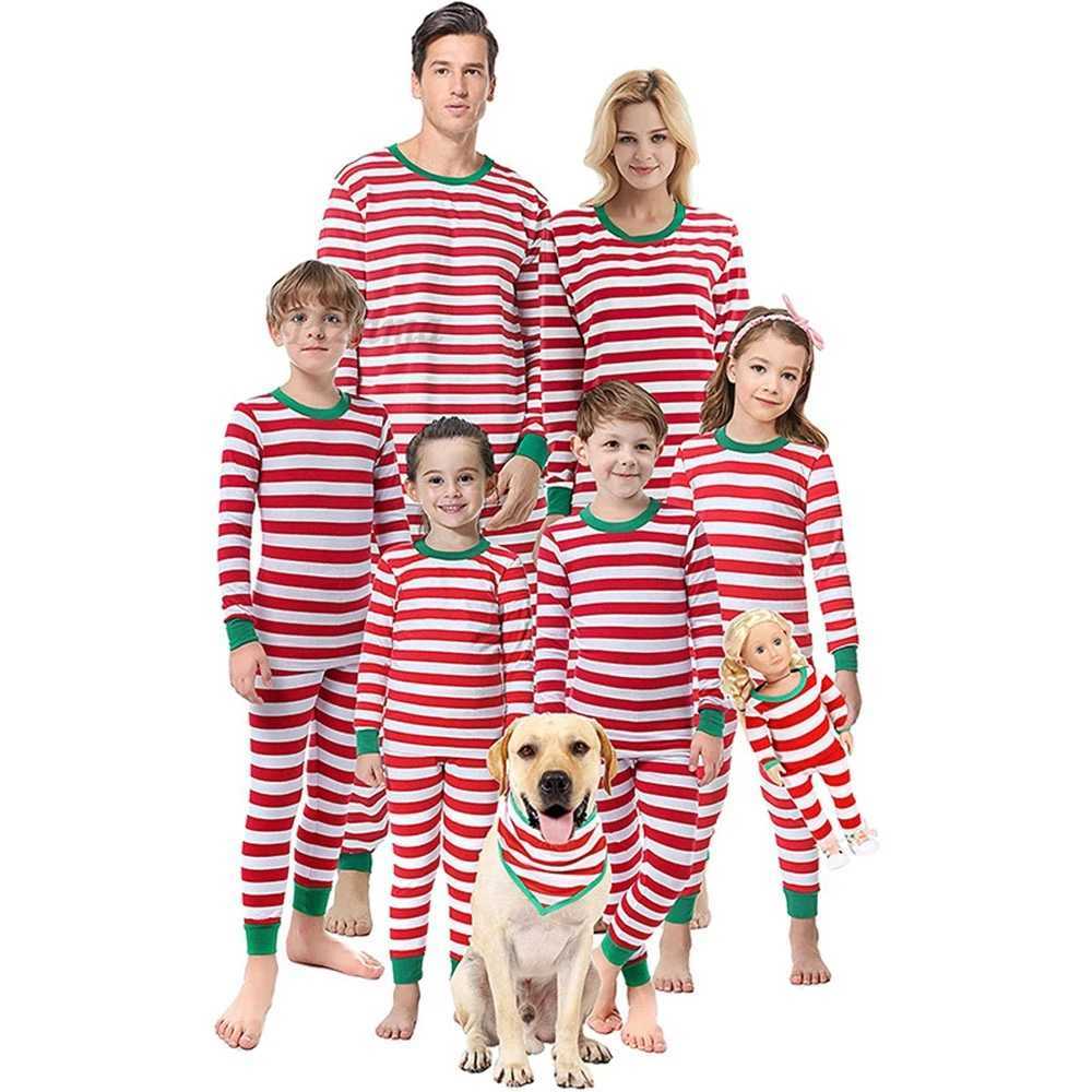 Family Matching Christmas Pajamas 100 Cotton Red and White Striped Christmas Pajamas Childrens Pajamas Mother Children Matching Set Pajamas W241015