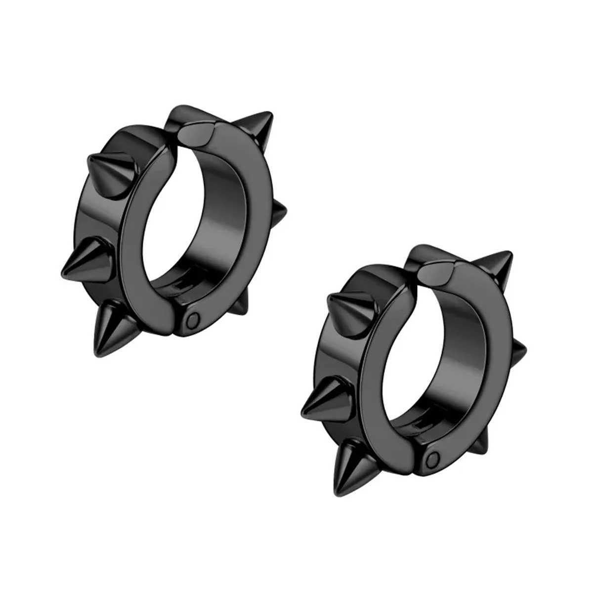 2/4 punk style 316L stainless steel spike earrings clip on non perforated ring earrings fashionable fake perforated jewelry W241017