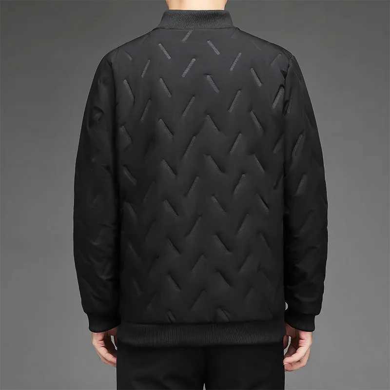 Winter Jacket Men Stand Collar Down Cotton Jacket Solid Color Baseball Jackets Wool Lined Thickened Warm Coats Men Clothing X241017
