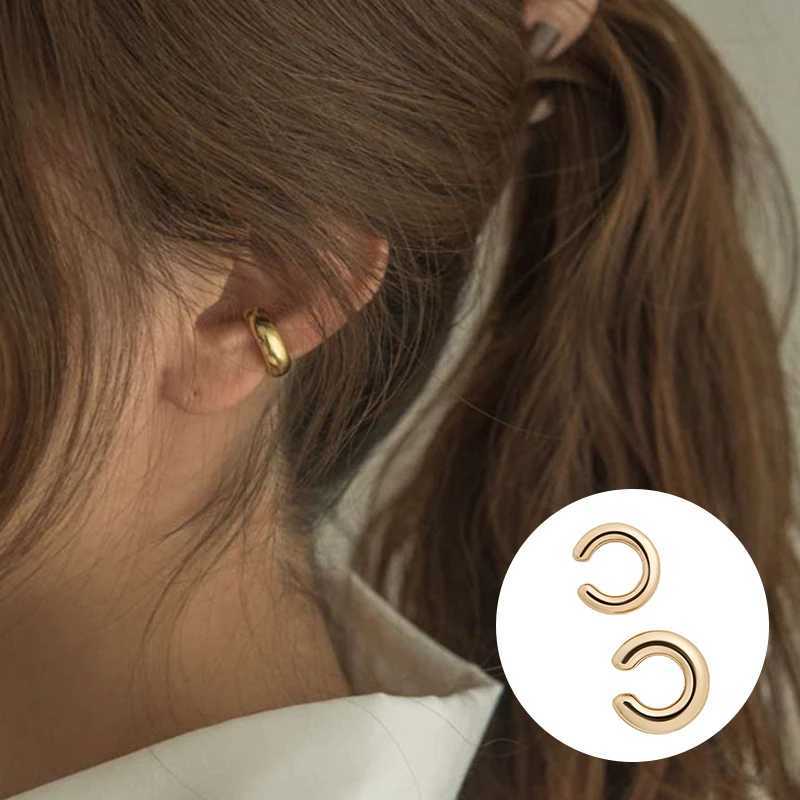 New minimalist gold silver round earrings womens non perforated C-shaped geometric earrings bone clips punk jewelry W241017