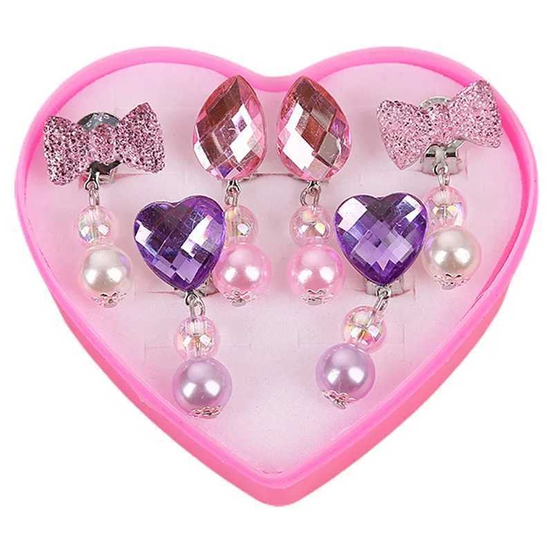 1 set of mini cute animal flower ear clips suitable for hypoallergenic girls non perforated acrylic childrens earrings painless W241017