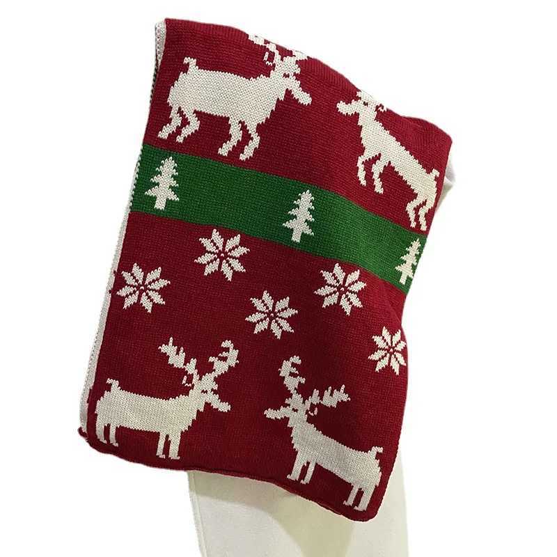 Christmas Scarf Elk Pattern Winter Knitted Warm Scarf Fem Christmas Couple Gift Student Cute Scarf X241017