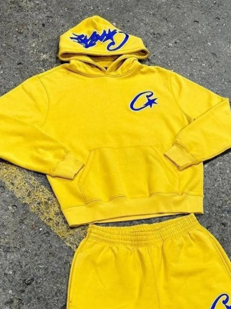 Fashion Tracksuit Printed Two Piece Set Mens Printing Versatile Hoodie Street Retro Y2k Spring Autumn Casual Streetwear Suit 241017