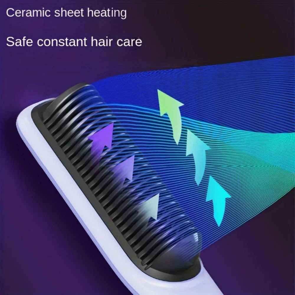 Professional Heating Comb Hair Straightener Brush Negative IonNot Hurt Hair Portable And Heating Electric Straightening BrusXJ241016