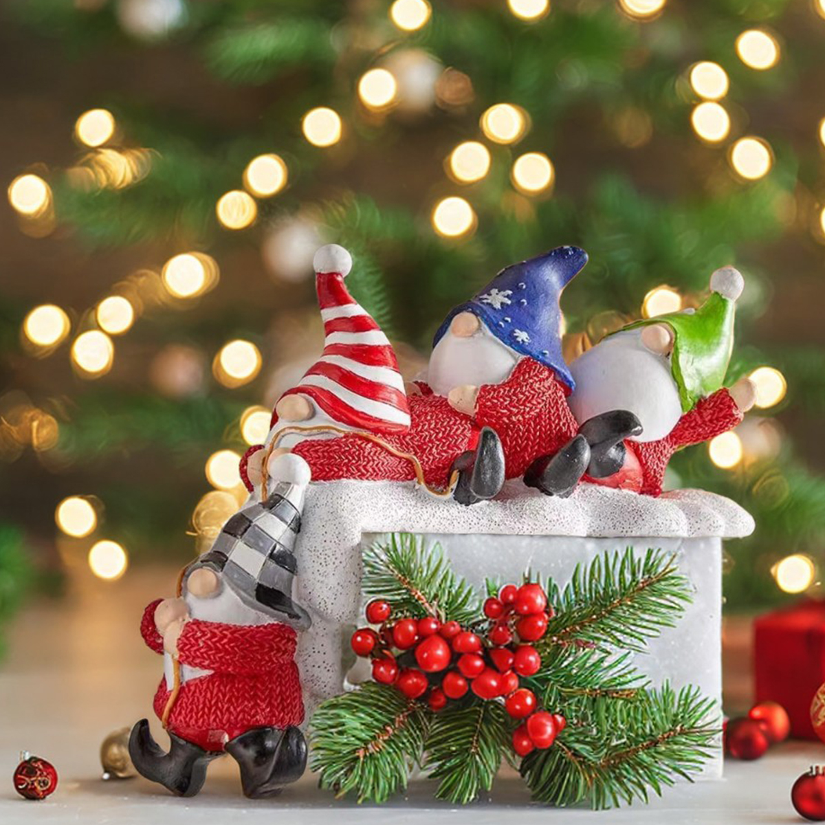 Christmas Christmas Decorations Resin Statue Bookshelf Collectible Gnome Characters