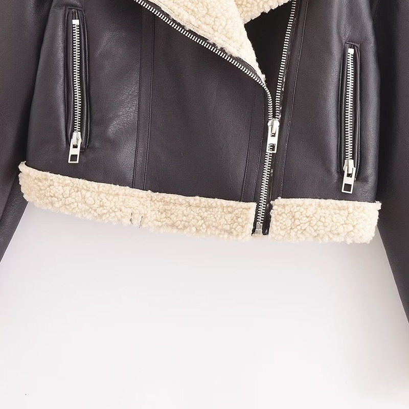 Women's Leather Jackets Coat Inszartrafaf Pu Outwear Winter Warm With Zipper Casual Streetwear Elegant Casaco De Couro Feminino