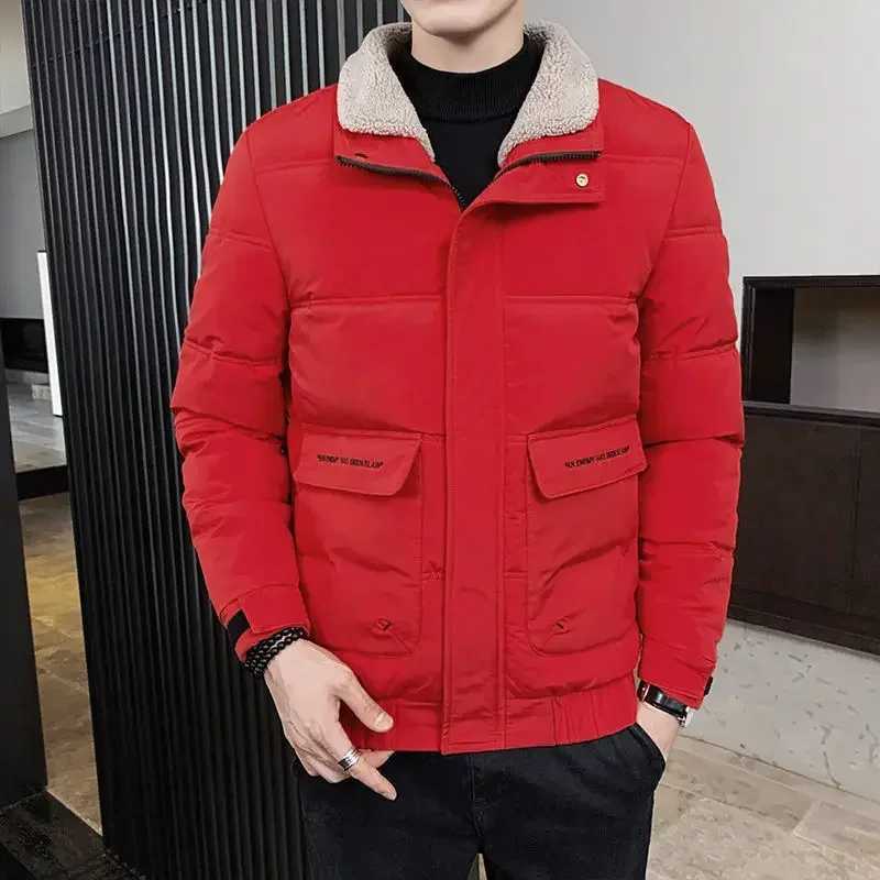 Black mens down jacket short sleeved mens apron khaki park winter 2024 warm clothing Korea 2024 aesthetic elegant sales X241017