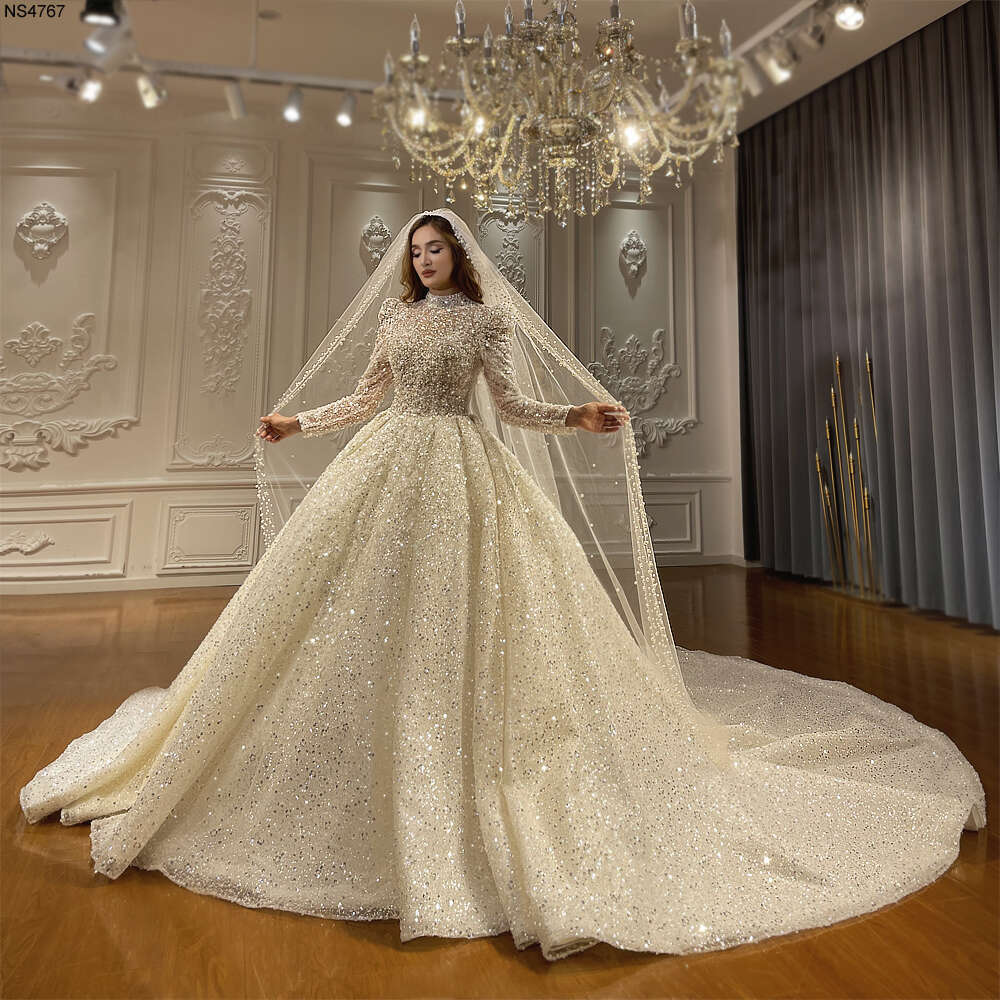 Amanda Novias High Neck Long Sleeves Wedding Dress