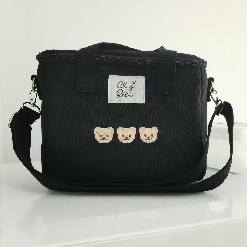 Multi functional Mom urine bag Nappy Waterproof bear embroidery thermal insulation Fashion food storage 241017