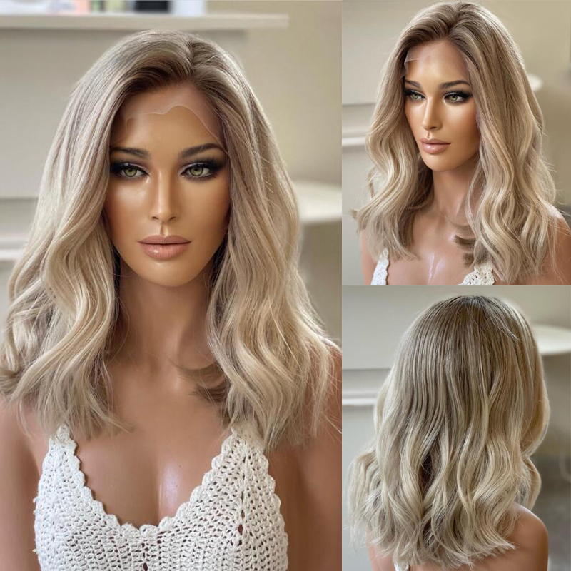 Free shipping Brazilian Highlights Platinum Blonde HD Front Wigs Human Hair 13x4 Icy Golden Color Lace Frontal Wig Sale Loose Wavy 180%