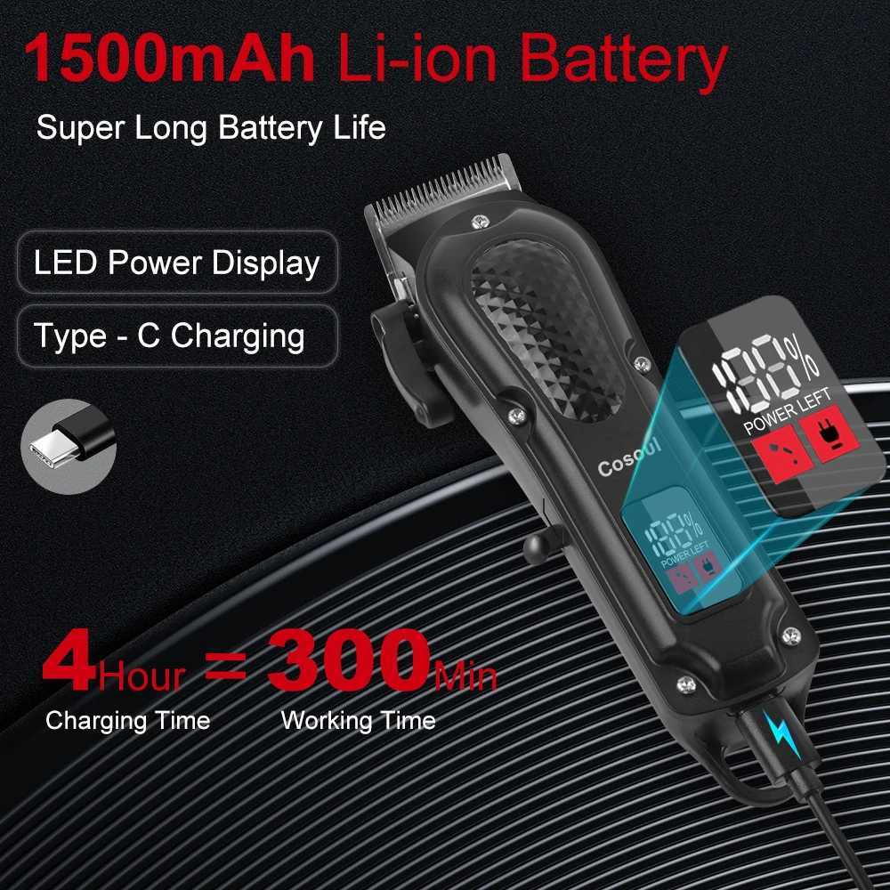 Cosoul hair clipper compact hair trimmer electric beard trimmer LED display screen hair length adjustable large capacity battery W241017