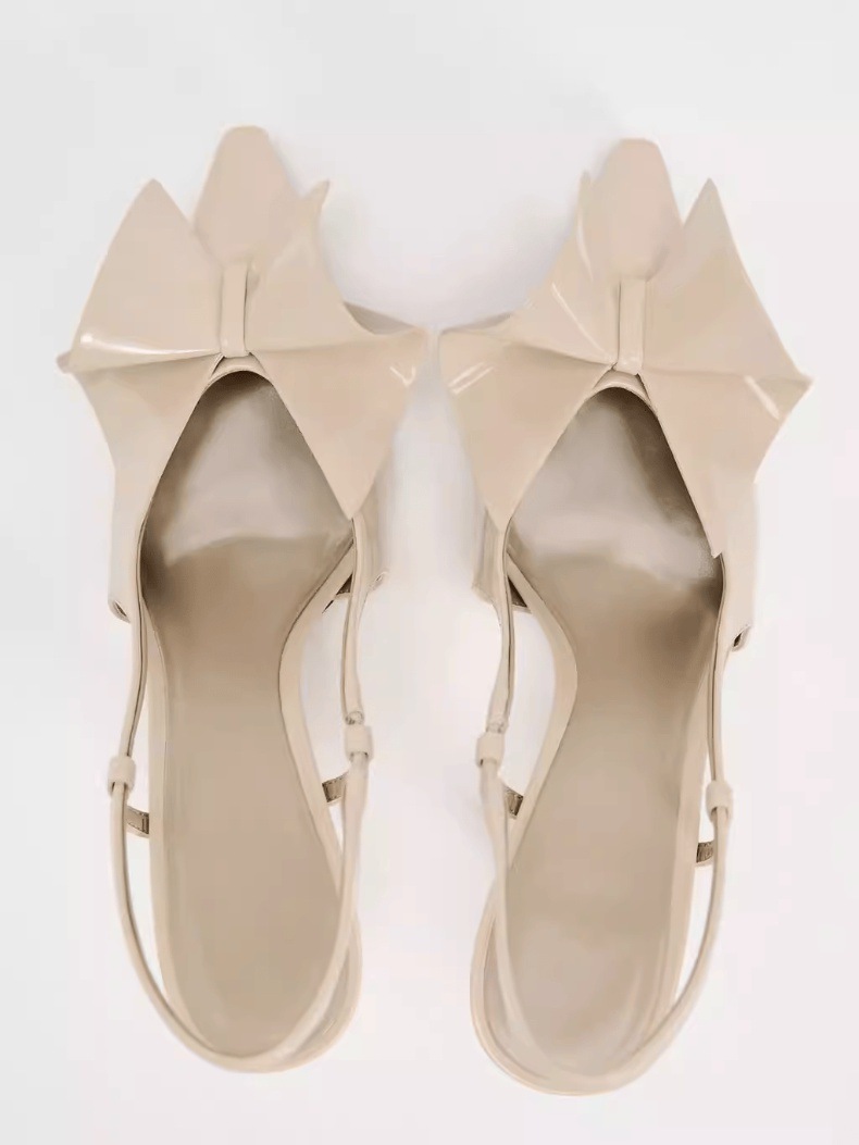 Women Fashion High Heel Design Sense Hollow Leather Shoes Gentle Style Triple Beige Free shipping