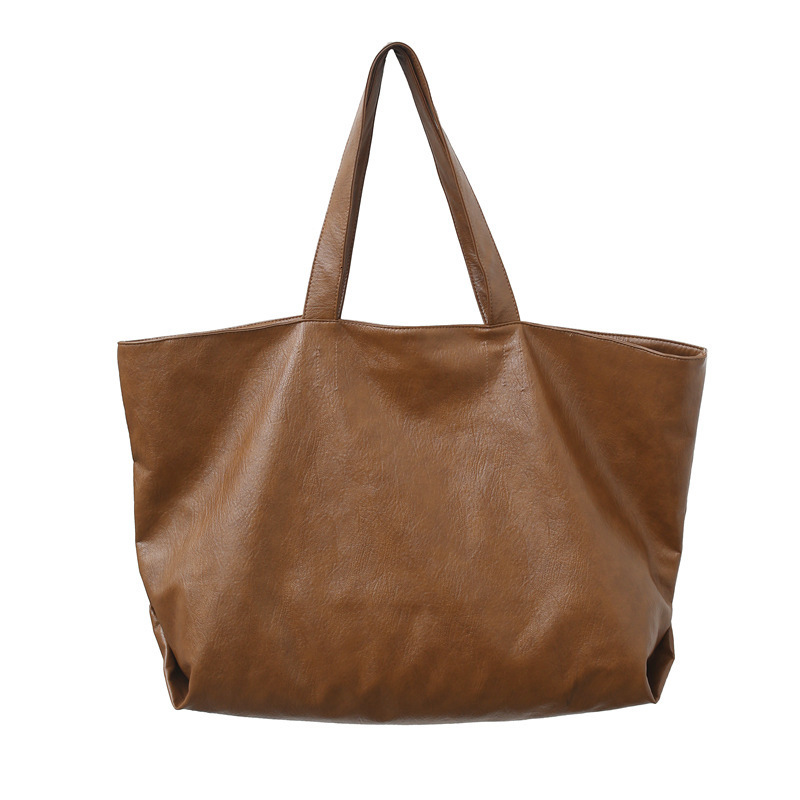 Extra Big Capacity Leather Tote Brown Black Commutting Large For Fashion Women Bag Brand Ladies Hand Bags