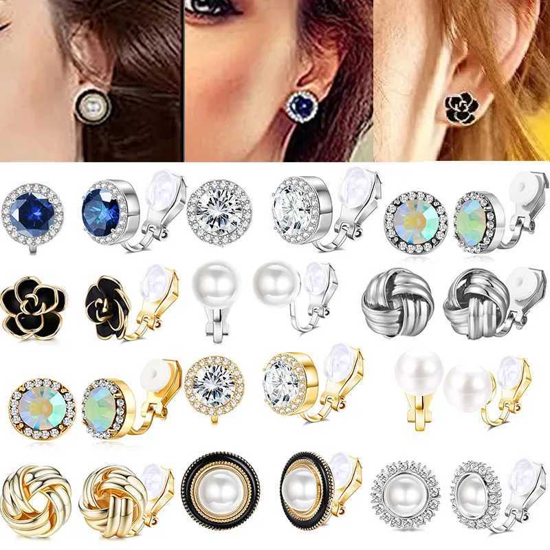 1 pair of pearl earring clips female unperforated earring clips earrings false perforations crystal earring cuffs fashionable gift W241017