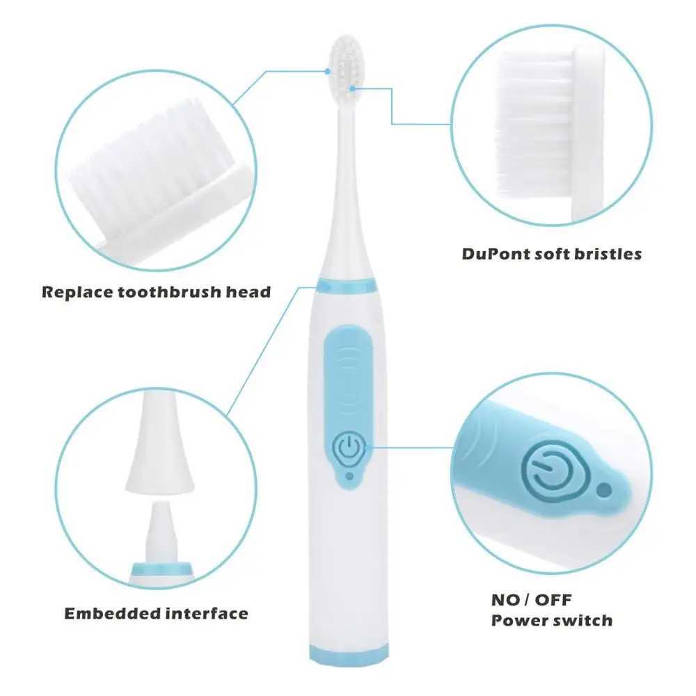 New Arrival Battery type sonic ultrasonic electric toothbrush with soft bristles waterproof teeth whitening and oral hygiene toothbrush G241017