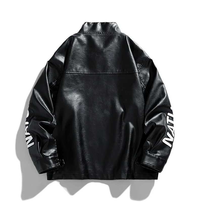 Uetee PU Mens Leather Jacket Trend Street Motorcycle Baseball Letter Embroidered Bomber University Retro Mens Coat M241017
